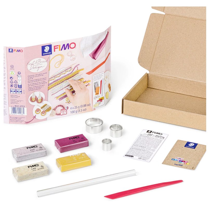 FIMO SOFT modelling clay set knitting pattern design, oven-hardening, 4×25 g